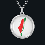 Palestine Map Watermelon Symbol of freedom Silver Plated Necklace<br><div class="desc">Palestine map filled with Watermelon,  symbol of freedom,  same the same colours of the palestinian map that the illegal occupiers of this beautiful land have forbidden. The Watermelon express the suffering of the Palestinian People. I stand with Palestine. Palestine will be free</div>