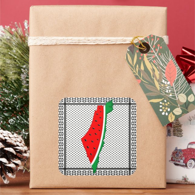Palestine Map Watermelon Symbol of freedom Square Sticker (Holiday)