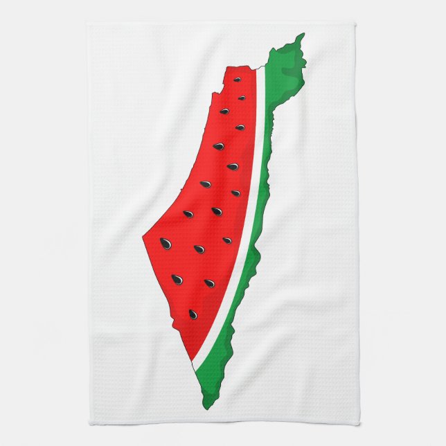 Palestine Map Watermelon Symbol of freedom Tea Towel (Vertical)