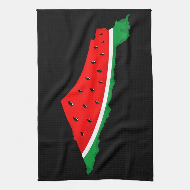 Palestine Map Watermelon Symbol of freedom Tea Towel (Vertical)