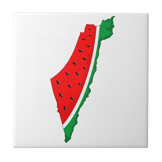 Palestine Map Watermelon Symbol of freedom Tile (Front)
