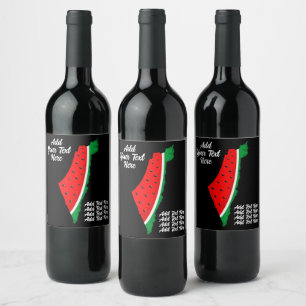 Palestine Map Watermelon Symbol of freedom Wine Label
