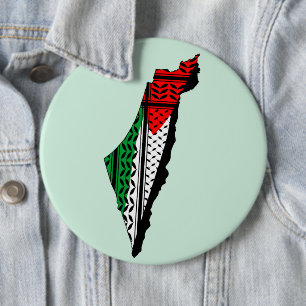 Palestine Map whith Flag and Keffiyeg Pattern 6 Cm Round Badge