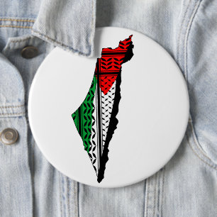 Palestine Map whith Flag and Keffiyeg Pattern 6 Cm Round Badge