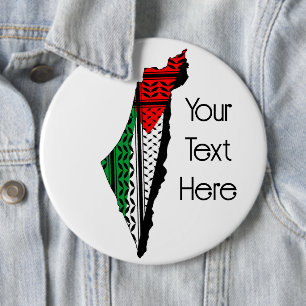 Palestine Map whith Flag and Keffiyeg Pattern 6 Cm Round Badge