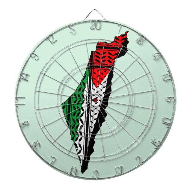 Palestine Map whith Flag and Keffiyeg Pattern Dartboard (Front)