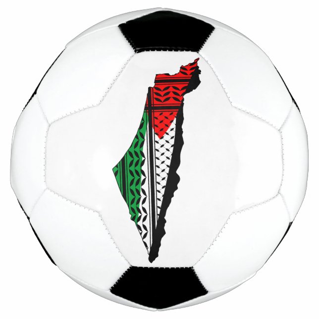 Palestine Map whith Flag and Keffiyeg Pattern Football (Front)