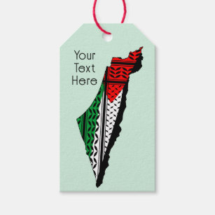 Palestine Map whith Flag and Keffiyeg Pattern Gift Tags