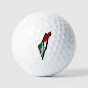 Palestine Map whith Flag and Keffiyeg Pattern Golf Balls