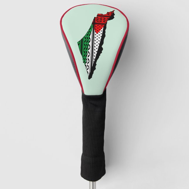 Palestine Map whith Flag and Keffiyeg Pattern Golf Head Cover (Front)