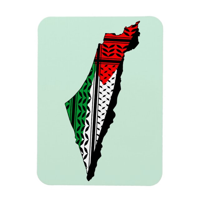 Palestine Map whith Flag and Keffiyeg Pattern Magnet (Vertical)