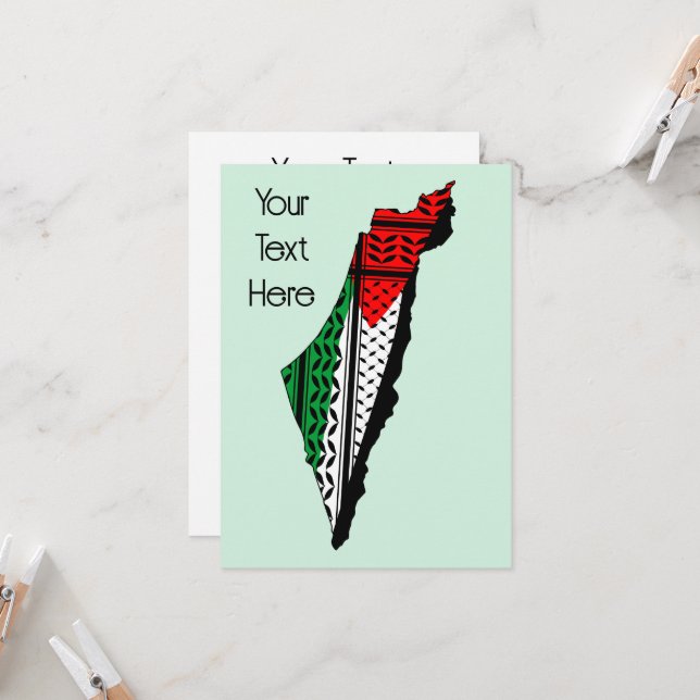 Palestine Map whith Flag and Keffiyeh Pattern (Front/Back In Situ)