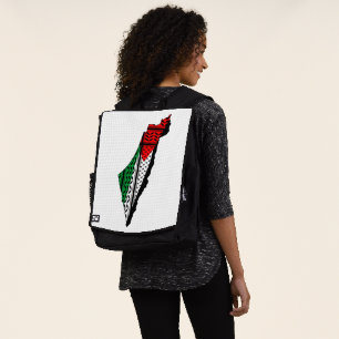 Palestine Map whith Flag and Keffiyeh Pattern Backpack