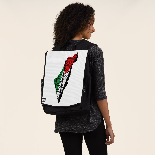 Palestine Map whith Flag and Keffiyeh Pattern Backpack (Worn)