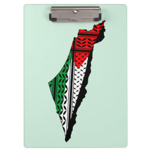 Palestine Map whith Flag and Keffiyeh Pattern Clipboard