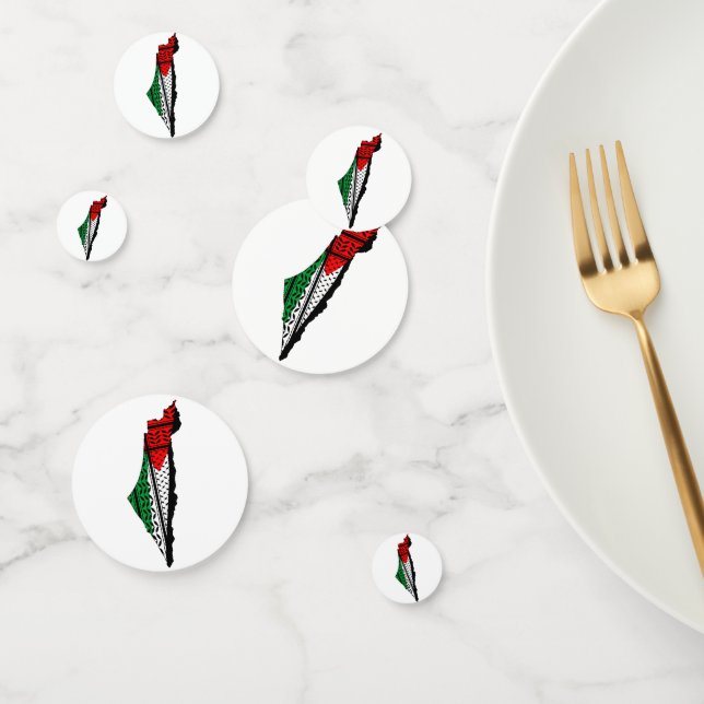 Palestine Map whith Flag and Keffiyeh Pattern Confetti (Group)