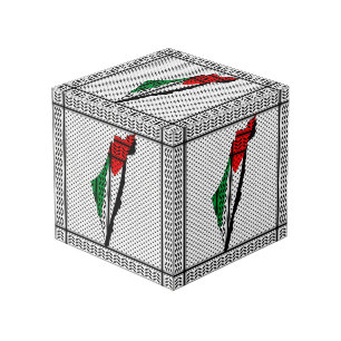 Palestine Map whith Flag and Keffiyeh Pattern Cube