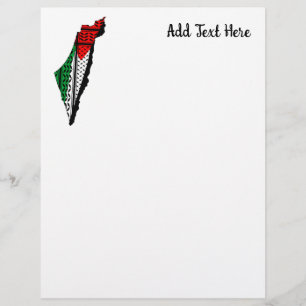 Palestine Map whith Flag and Keffiyeh Pattern Custom Letterhead