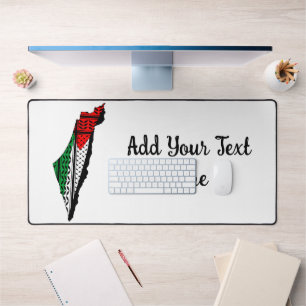 Palestine Map whith Flag and Keffiyeh Pattern Desk Mat