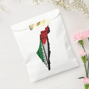 Palestine Map whith Flag and Keffiyeh Pattern Favour Bags