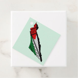 Palestine Map whith Flag and Keffiyeh Pattern Favour Tags