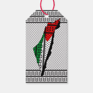 Palestine Map whith Flag and Keffiyeh Pattern Gift Tags