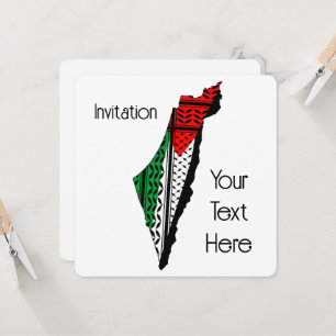 Palestine Map whith Flag and Keffiyeh Pattern Invitation