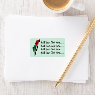 Palestine Map whith Flag and Keffiyeh Pattern Label