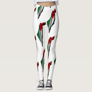 Palestine Map whith Flag and Keffiyeh Pattern Leggings