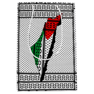 Palestine Map whith Flag and Keffiyeh Pattern Medium Gift Bag