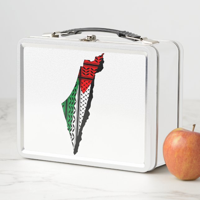 Palestine Map whith Flag and Keffiyeh Pattern Metal Lunch Box (In Situ)