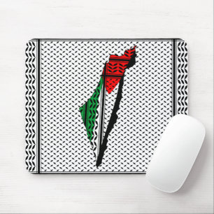 Palestine Map whith Flag and Keffiyeh Pattern Mouse Mat