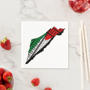Palestine Map whith Flag and Keffiyeh Pattern Napkin