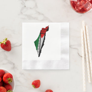 Palestine Map whith Flag and Keffiyeh Pattern Napkin