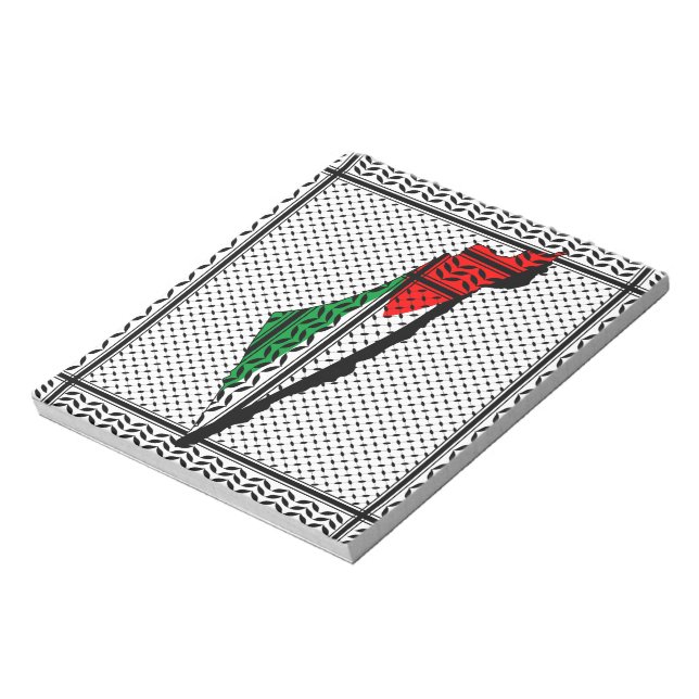 Palestine Map whith Flag and Keffiyeh Pattern Notepad (Rotated)