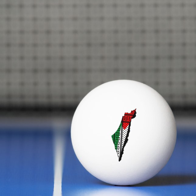Palestine Map whith Flag and Keffiyeh Pattern Ping Pong Ball (Net)