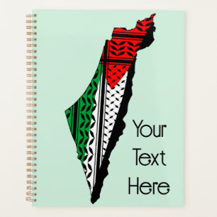 Palestine Map whith Flag and Keffiyeh Pattern Planner