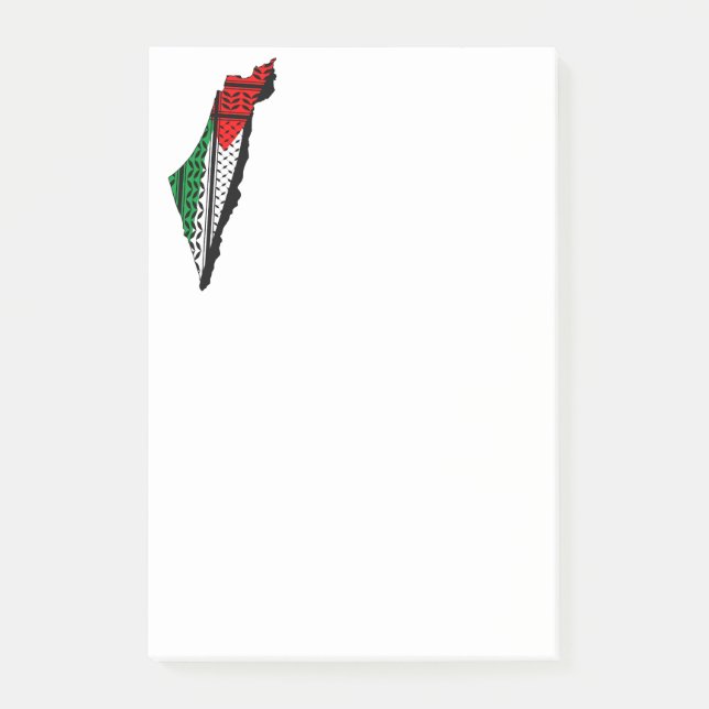 Palestine Map whith Flag and Keffiyeh Pattern Post-it Notes (Front)