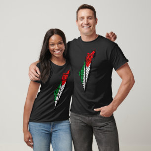 Palestine Map whith Flag and Keffiyeh Pattern T-Shirt