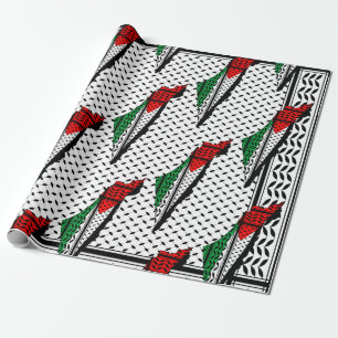 Palestine Map whith Flag and Keffiyeh Pattern Wrapping Paper