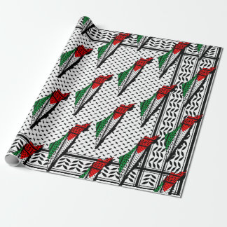 Palestine Map whith Flag and Keffiyeh Pattern Wrapping Paper