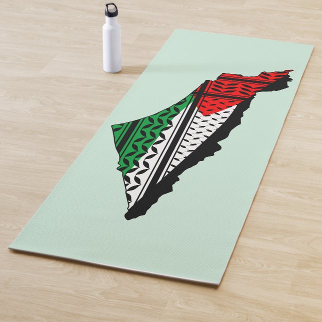 Palestine Map whith Flag and Keffiyeh Pattern Yoga Mat (In Situ)