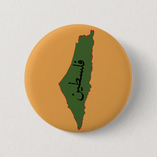 palestine map with palestine word in arabic  6 cm round badge