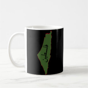 palestine map with palestine word in arabic  coffee mug