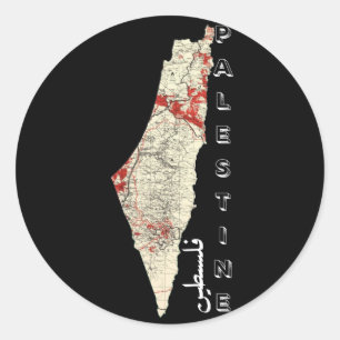 Palestine map with the word Falastin in Arabic   Classic Round Sticker