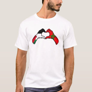 Palestine Morocco Flag - Palestinian Moroccan Hear T-Shirt