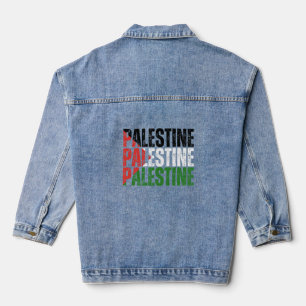 Palestine Name with Palestinian Flag Denim Jacket
