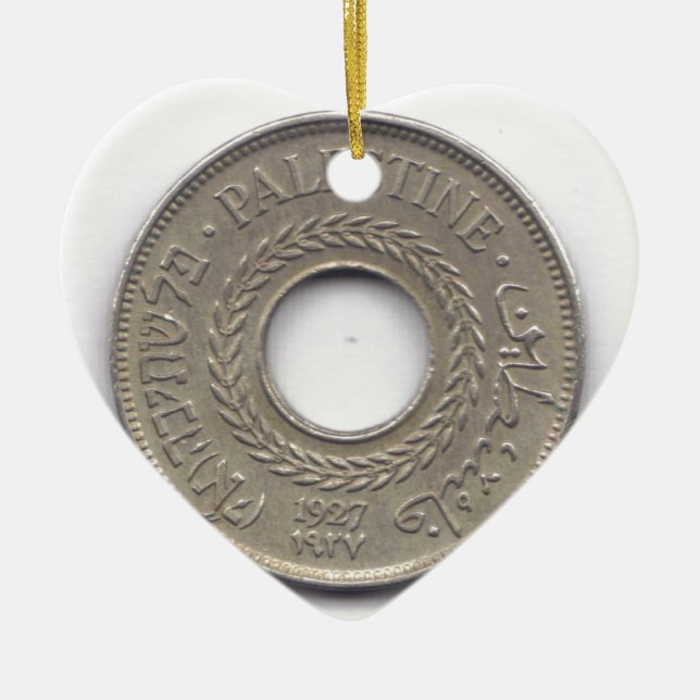 Palestine National Pride Coin Collection Ceramic Tree Decoration (Front)