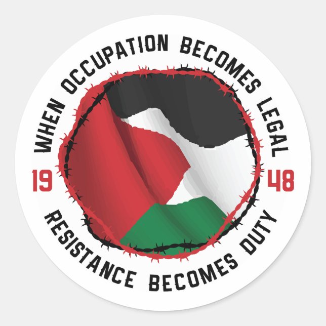 Palestine Occupation Resistance Palestinian Flag Classic Round Sticker (Front)