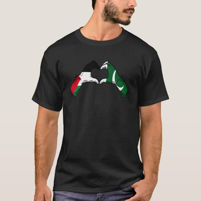 Palestine Pakistan Flag  Palestinian Pakistanian H T-Shirt (Front)